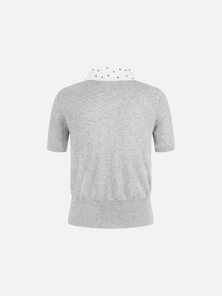DAXUEN Retro polka dot knit polo top