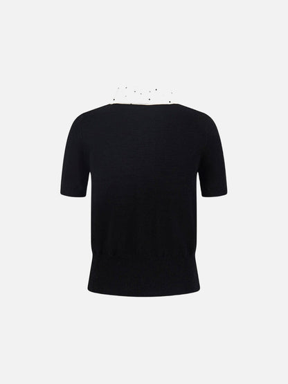 DAXUEN Retro polka dot knit polo top