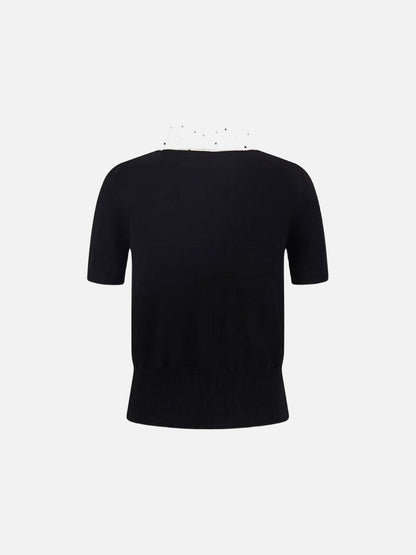DAXUEN Retro polka dot knit polo top