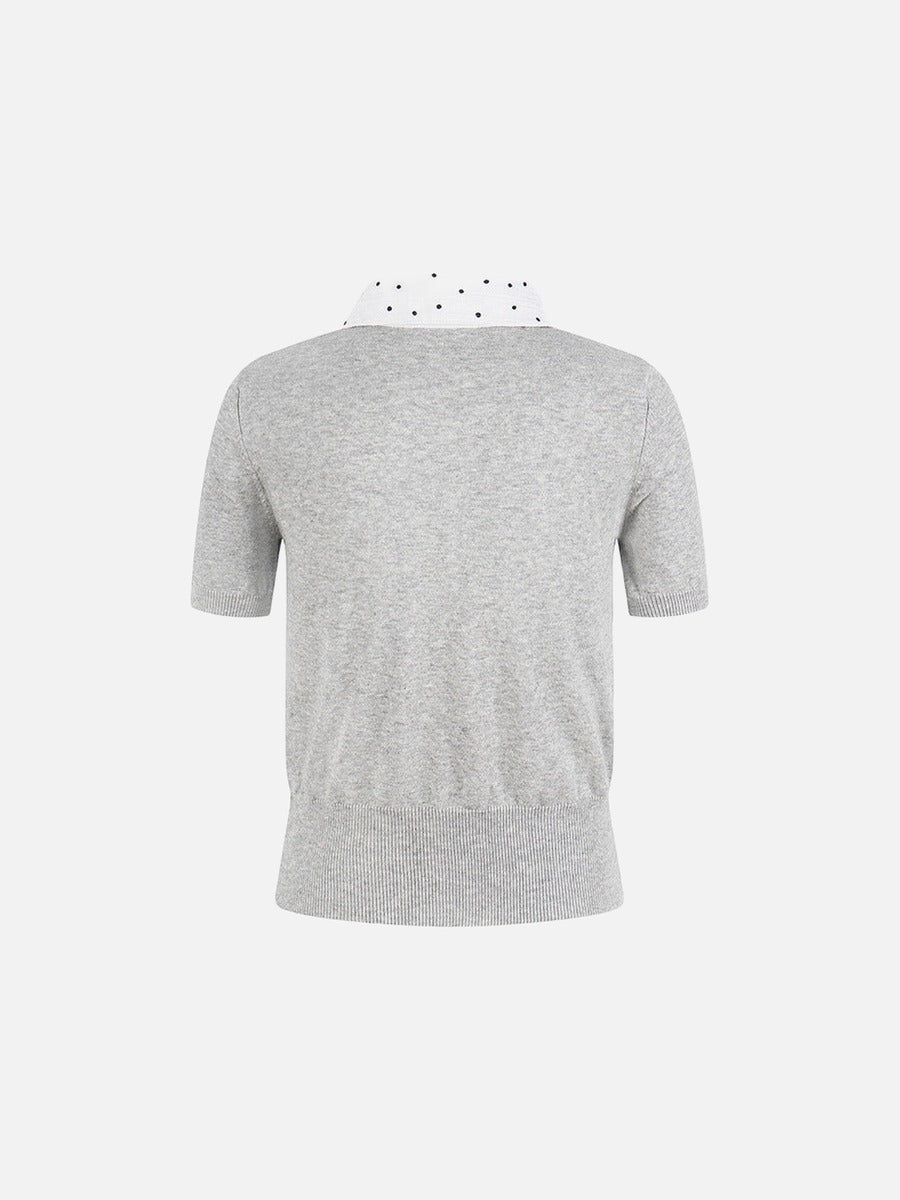 DAXUEN Retro polka dot knit polo top