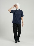 DAXUEN Retro stand-collar short-sleeve shirt — model photo