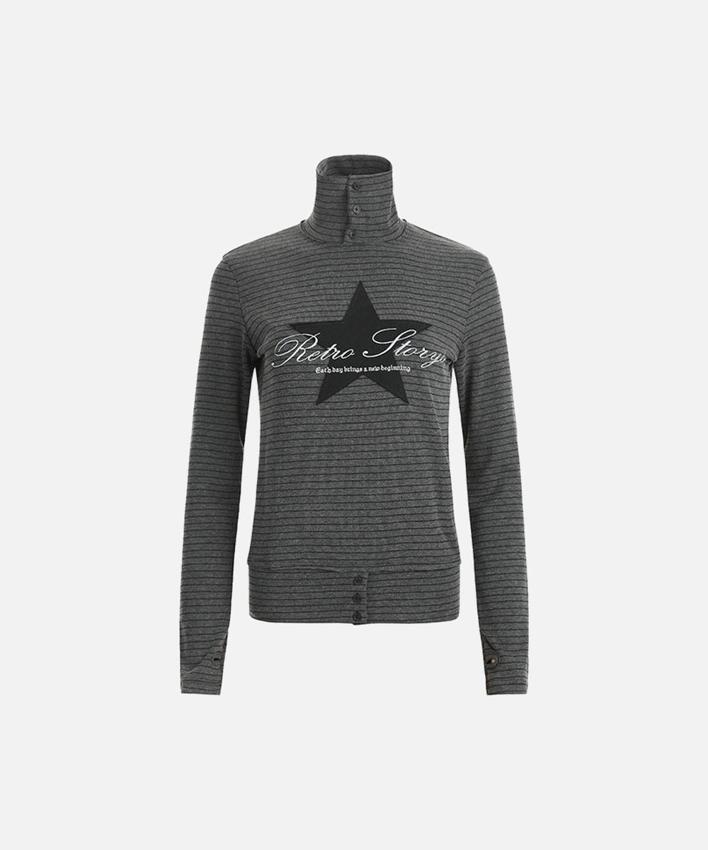 DAXUEN Grey long-sleeve knitted cardigan with star graphic