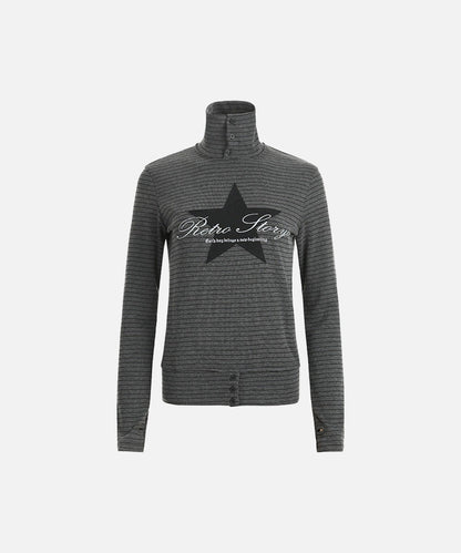 DAXUEN Grey long-sleeve knitted cardigan with star graphic