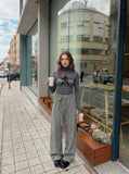 DAXUEN Grey long-sleeve knitted cardigan with star graphic — model photo