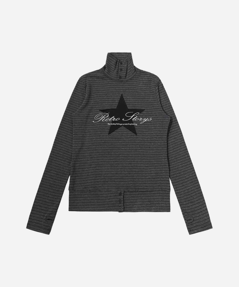 DAXUEN Grey long-sleeve knitted cardigan with star graphic