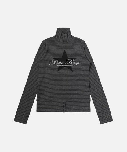 DAXUEN Grey long-sleeve knitted cardigan with star graphic