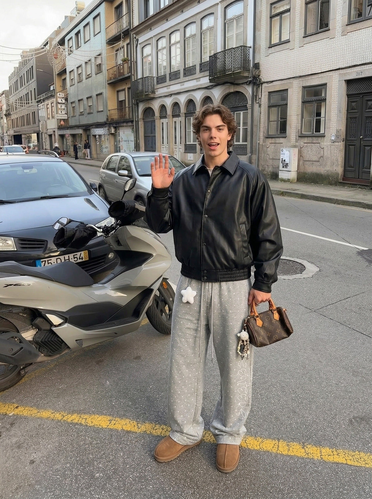 DAXUEN Wide-leg sweatpants with star print — model photo