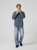 DAXUEN Light to medium blue denim wide-leg jeans — model photo