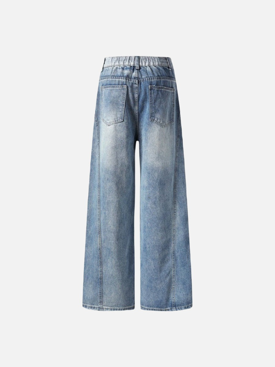 DAXUEN Light to medium blue denim wide-leg jeans