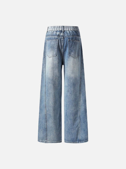 DAXUEN Light to medium blue denim wide-leg jeans