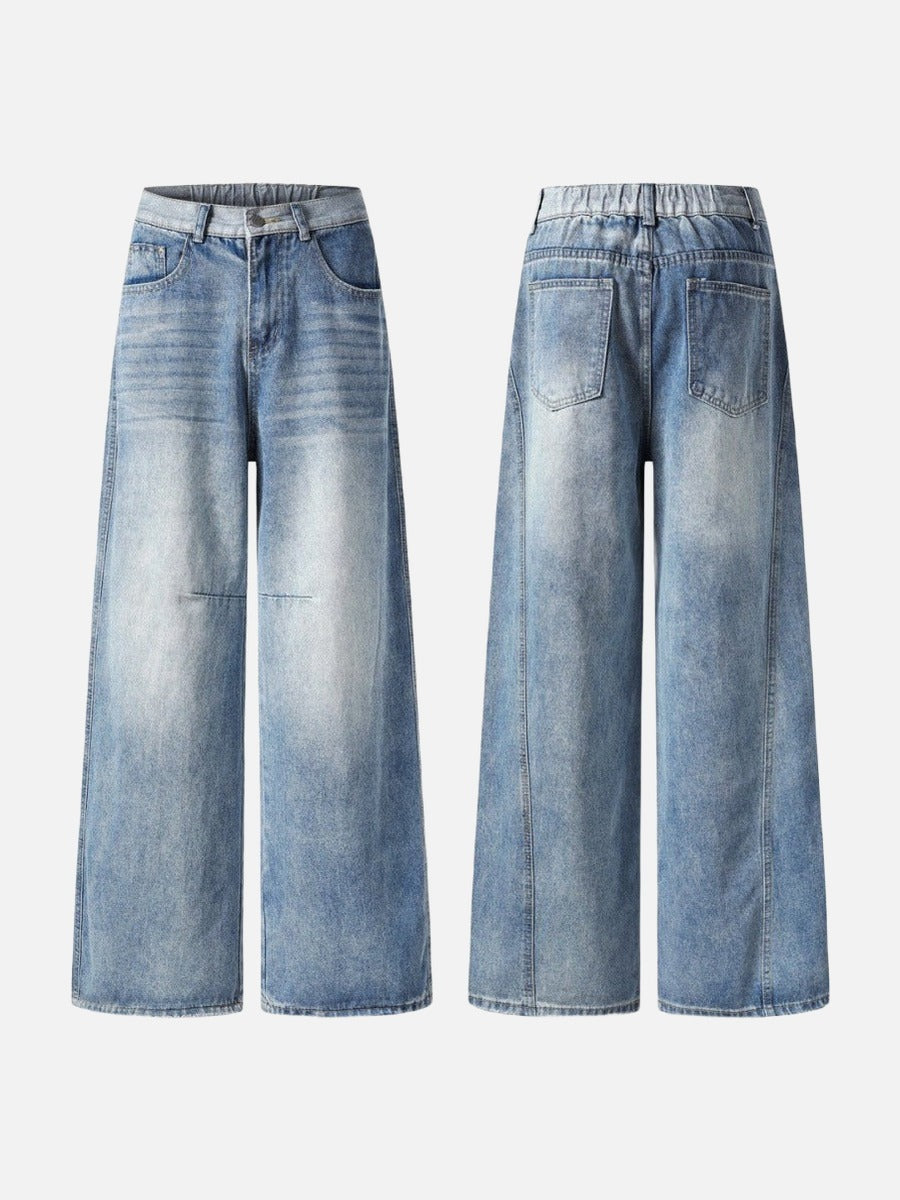 DAXUEN Light to medium blue denim wide-leg jeans