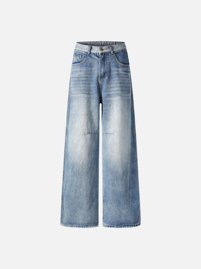 DAXUEN Light to medium blue denim wide-leg jeans