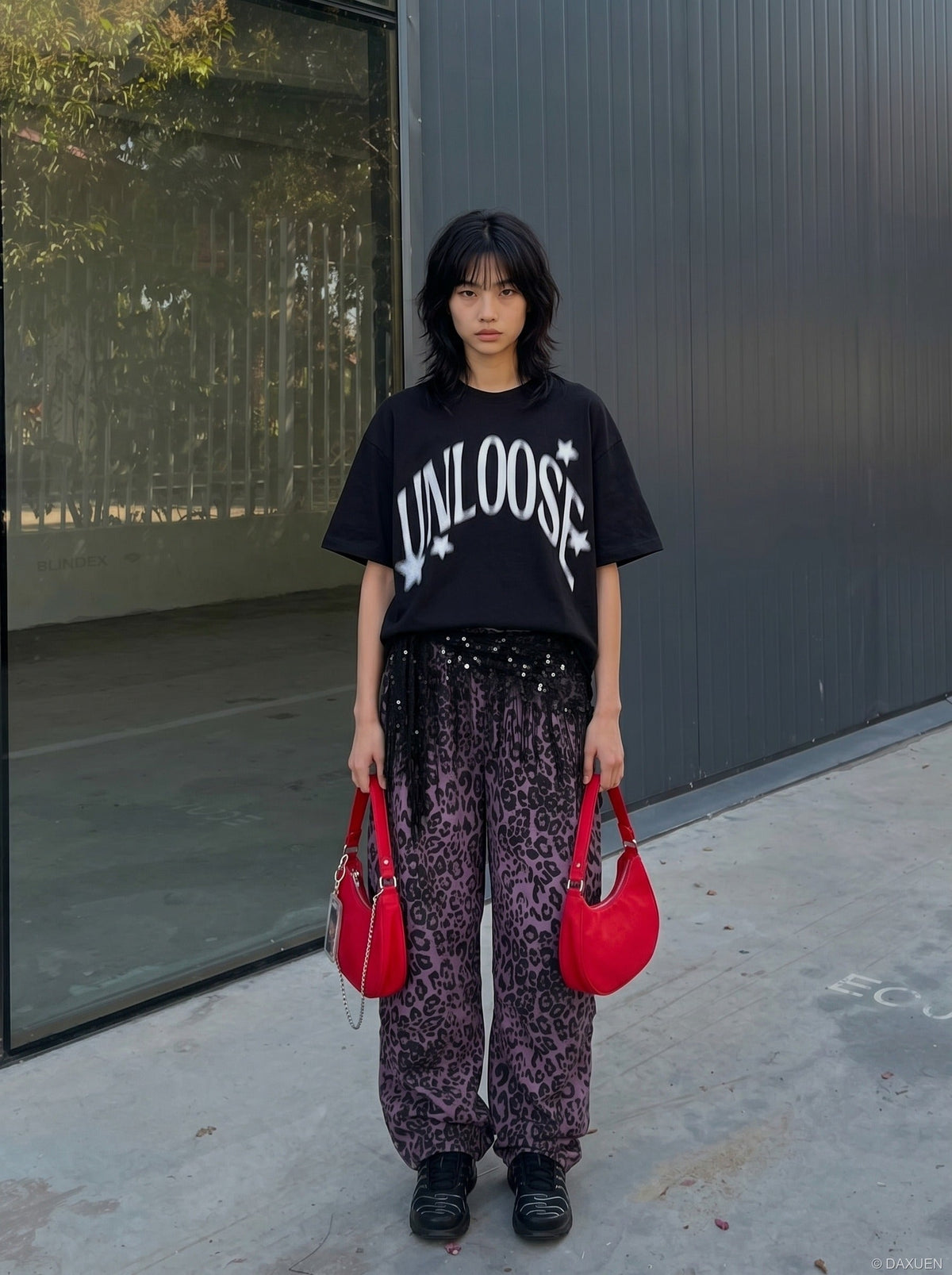 DAXUEN Graphic T-Shirt with retro street style design — model photo