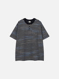 DAXUEN Loose-fitting striped Henley T-shirt