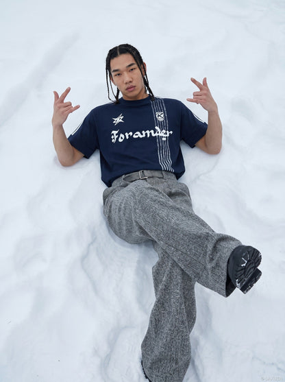 DAXUEN Short-sleeve T-shirt with graphic and stripes — model photo