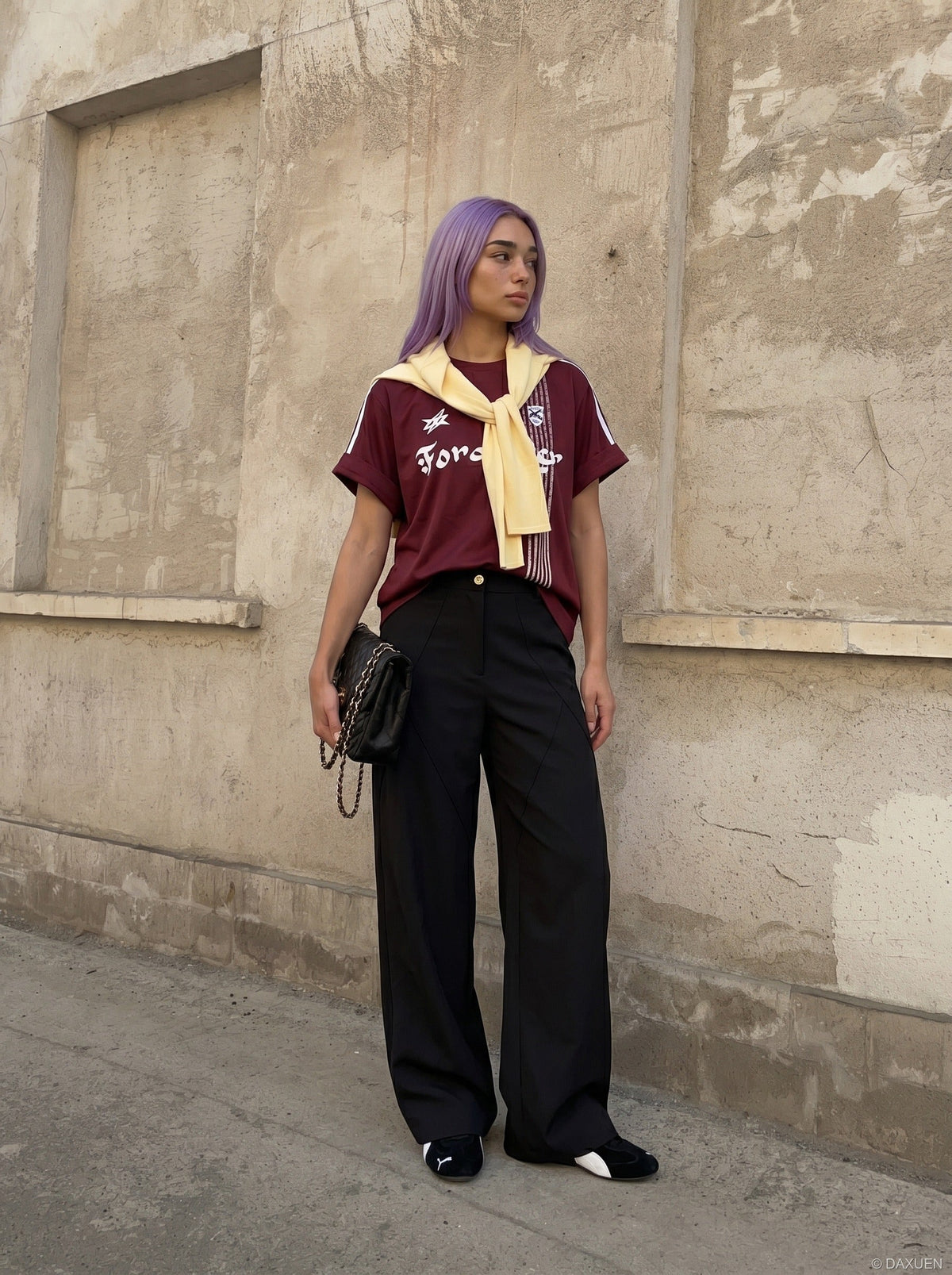 DAXUEN Short-sleeve T-shirt with graphic and stripes — model photo