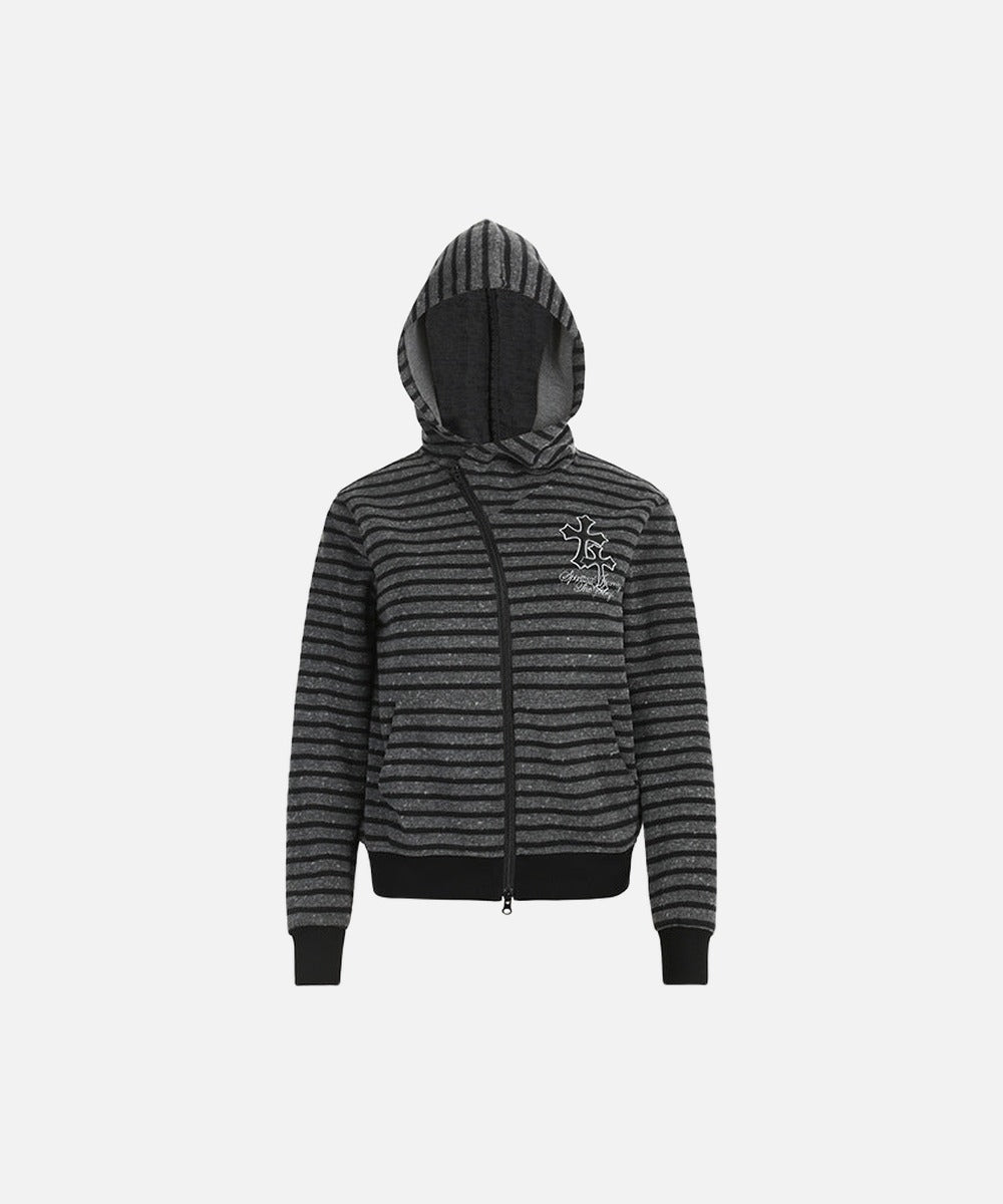 DAXUEN Striped hooded zip-up jacket