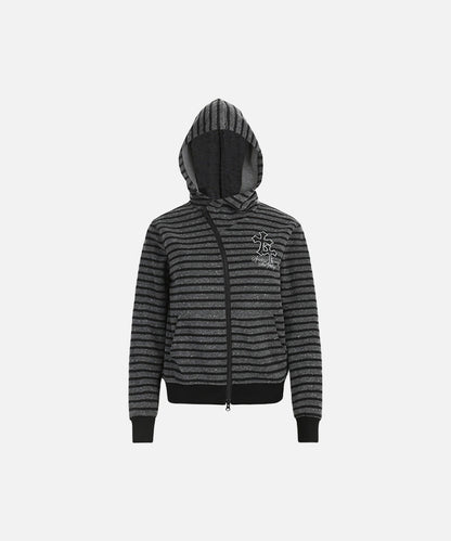 DAXUEN Striped hooded zip-up jacket