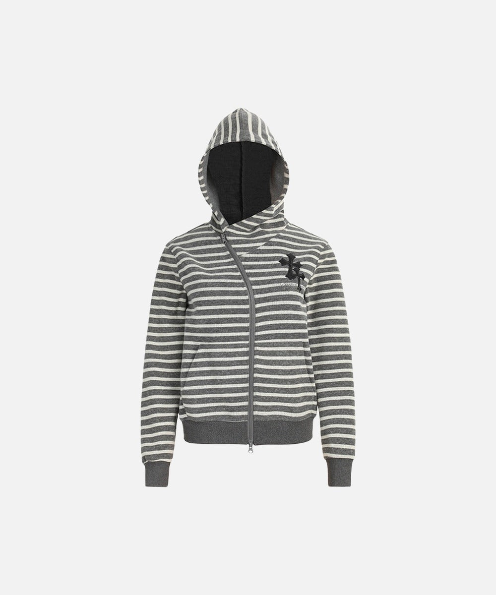 DAXUEN Striped hooded zip-up jacket