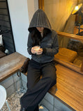 DAXUEN Striped hooded zip-up jacket — model photo