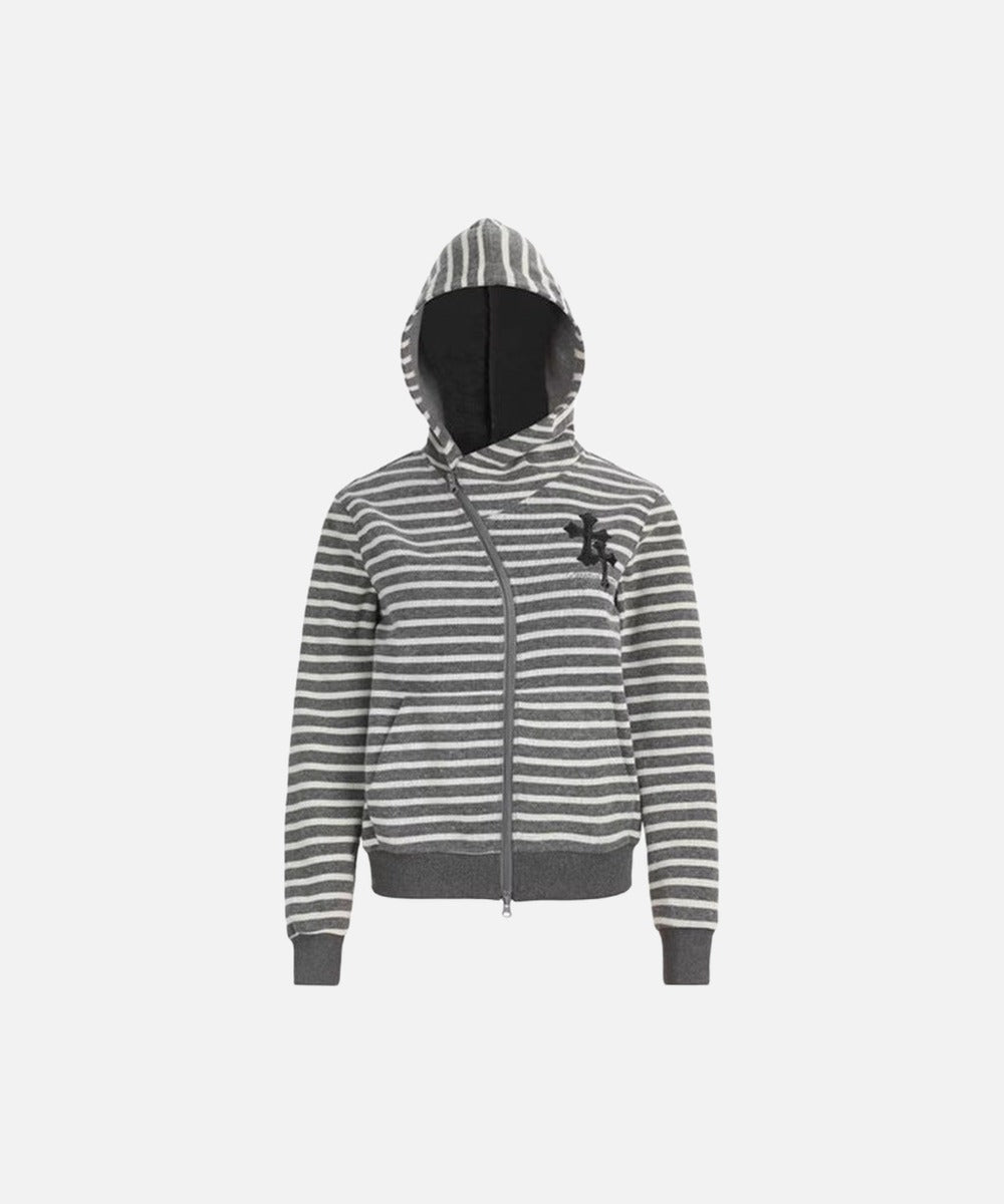 DAXUEN Striped hooded zip-up jacket