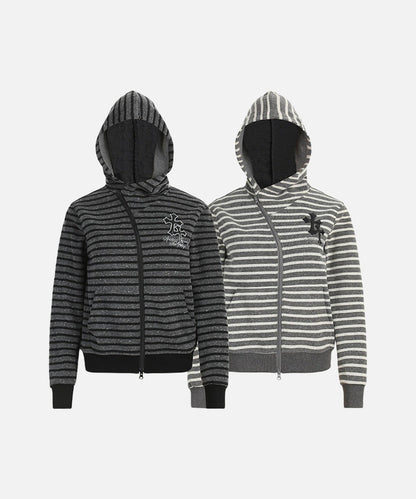 DAXUEN Striped hooded zip-up jacket
