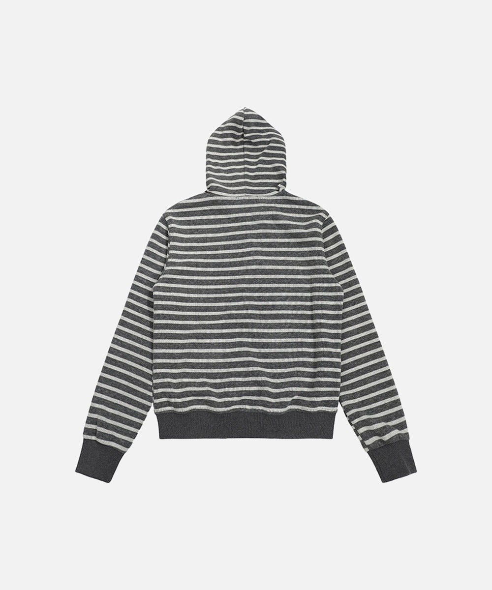 DAXUEN Striped hooded zip-up jacket