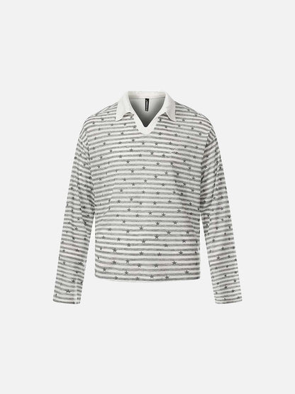 DAXUEN Long sleeve polo shirt with stripes and star print