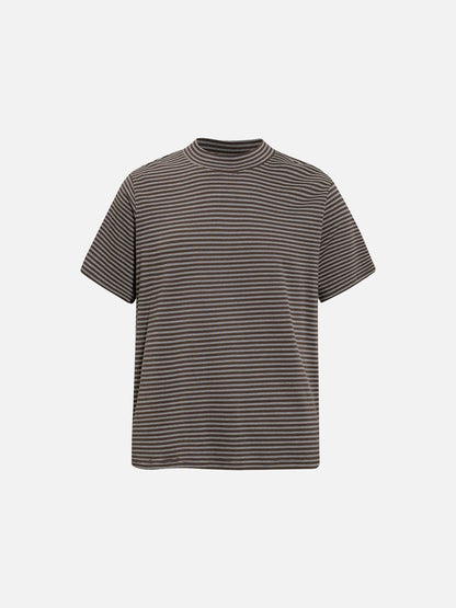 DAXUEN Retro striped mock neck short-sleeve t-shirt
