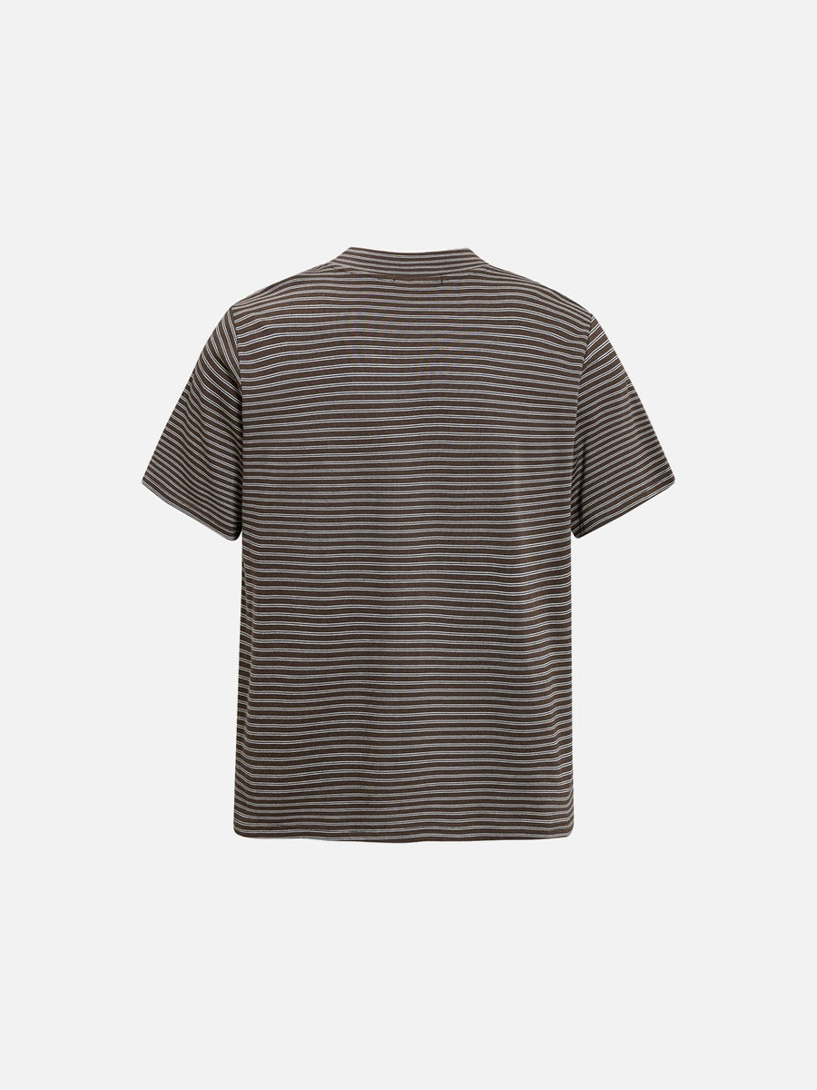 DAXUEN Retro striped mock neck short-sleeve t-shirt