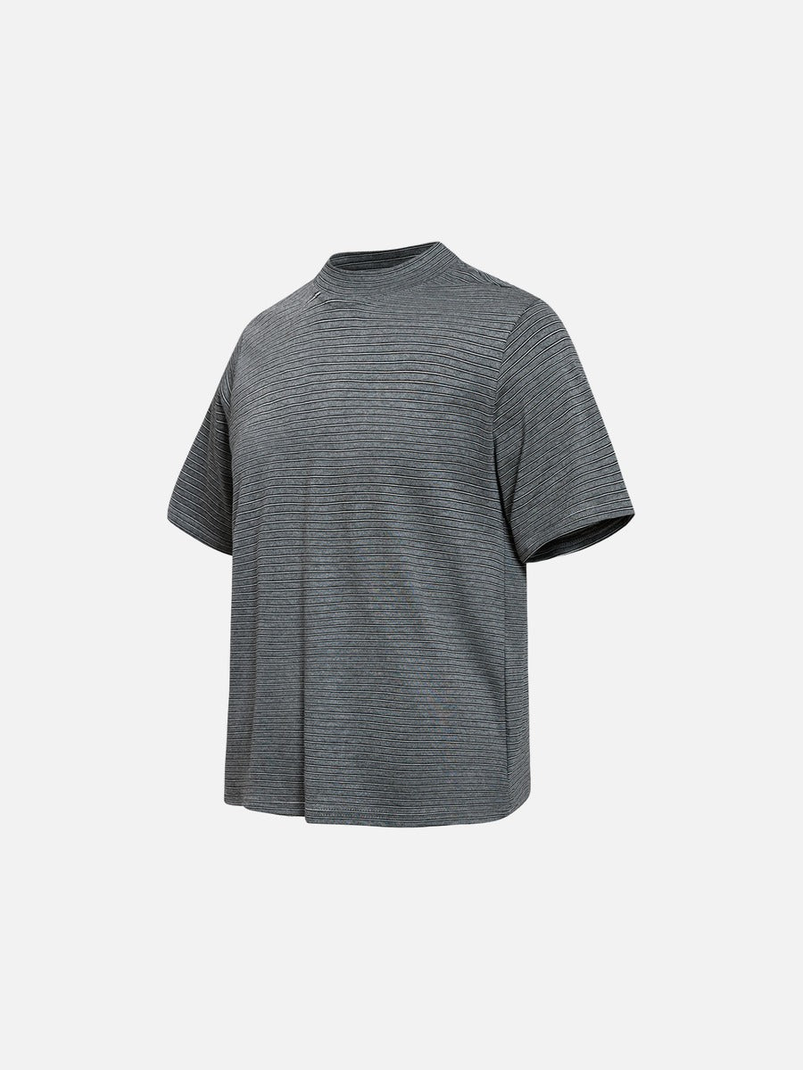 DAXUEN Retro striped mock neck short-sleeve t-shirt