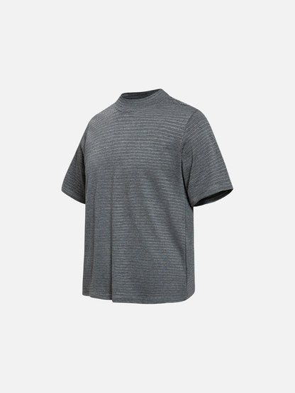 DAXUEN Retro striped mock neck short-sleeve t-shirt