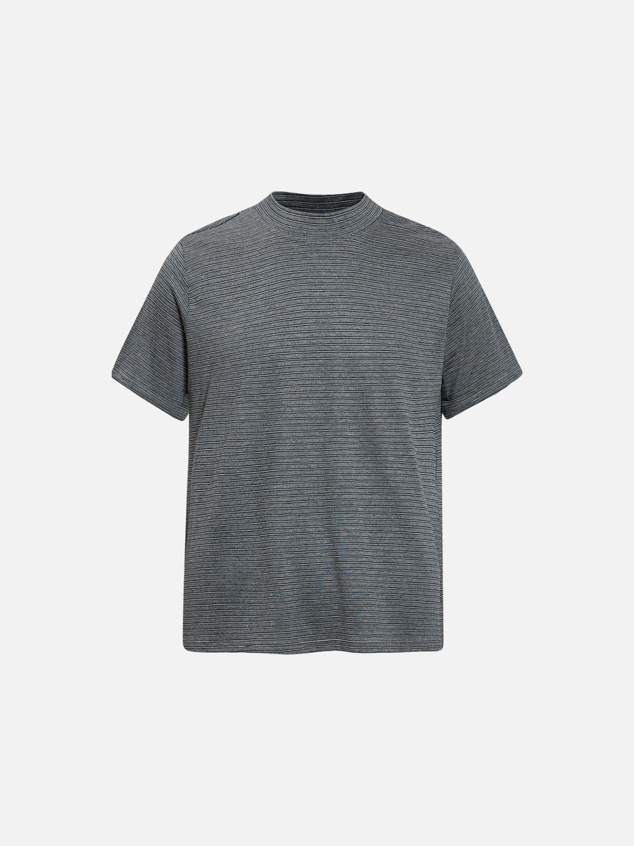 DAXUEN Retro striped mock neck short-sleeve t-shirt