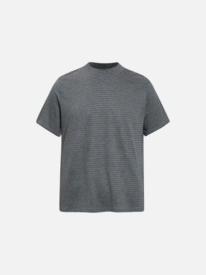 DAXUEN Retro striped mock neck short-sleeve t-shirt