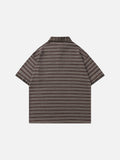DAXUEN Oversized striped polo shirt with plaid cuffs and patch