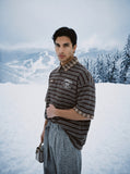 DAXUEN Retro Striped Oversized Polo Shirt | DAXUEN — model photo