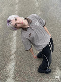 DAXUEN Retro Striped Oversized Polo Shirt | DAXUEN — model photo