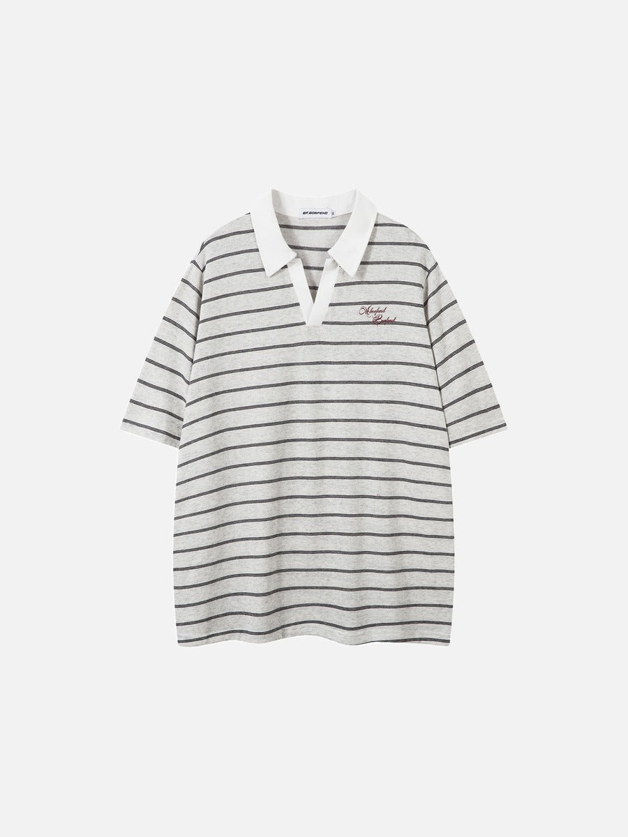 DAXUEN Relaxed-fit short-sleeved striped polo shirt