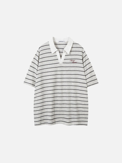 DAXUEN Relaxed-fit short-sleeved striped polo shirt