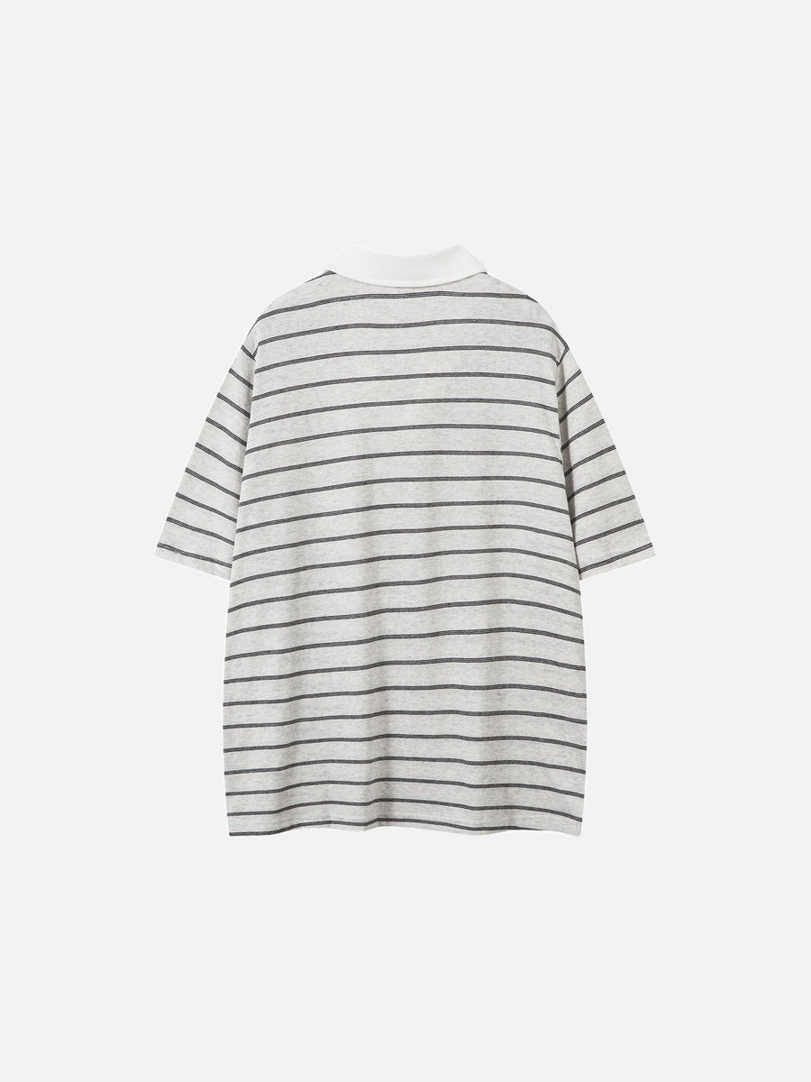DAXUEN Relaxed-fit short-sleeved striped polo shirt