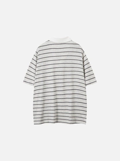 DAXUEN Relaxed-fit short-sleeved striped polo shirt