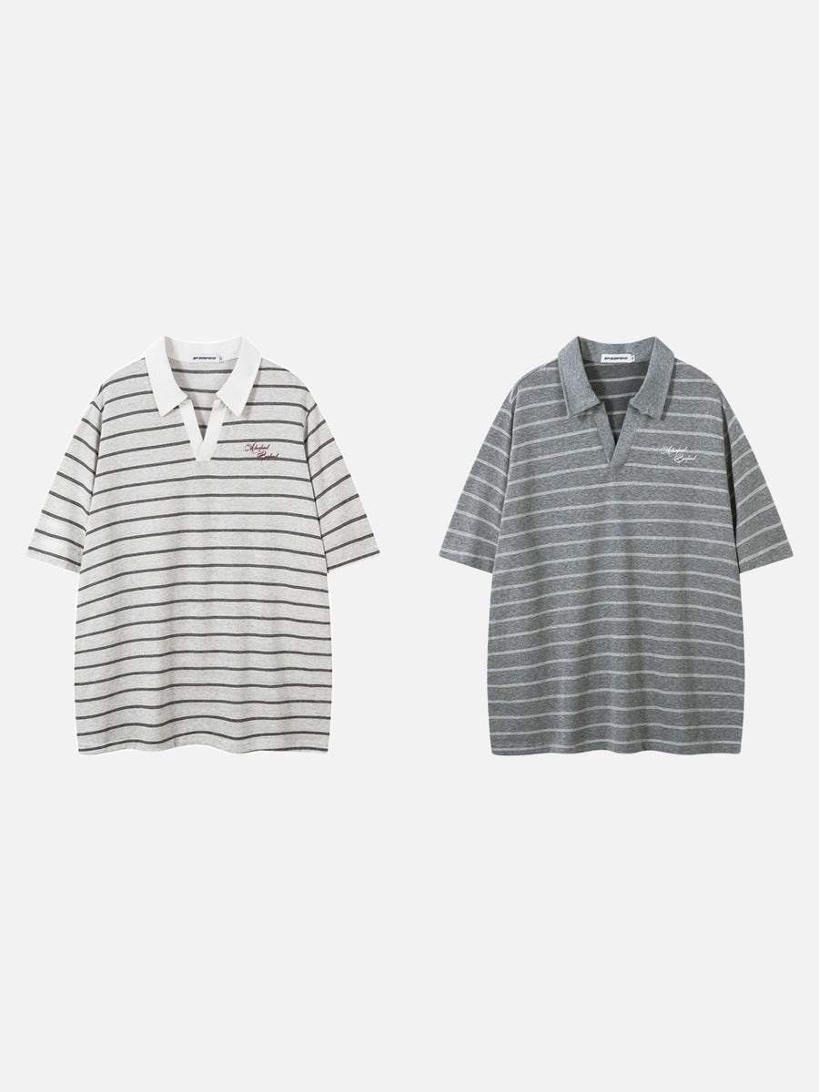 DAXUEN Relaxed-fit short-sleeved striped polo shirt