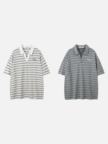 DAXUEN Relaxed-fit short-sleeved striped polo shirt