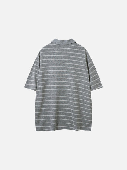DAXUEN Relaxed-fit short-sleeved striped polo shirt