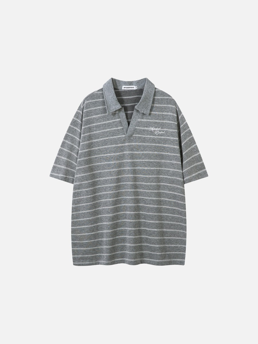DAXUEN Relaxed-fit short-sleeved striped polo shirt