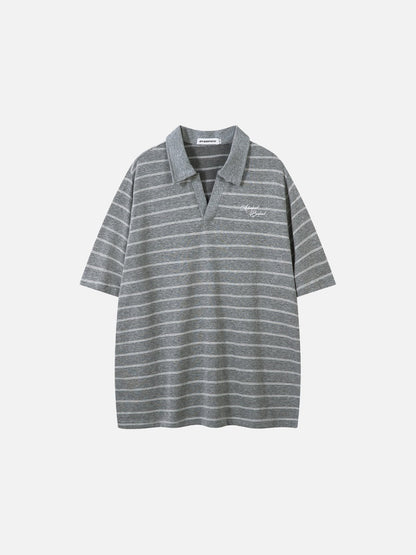 DAXUEN Relaxed-fit short-sleeved striped polo shirt