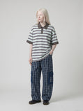 DAXUEN Retro striped short-sleeved polo shirt — model photo