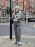 DAXUEN Retro striped short-sleeved polo shirt — model photo