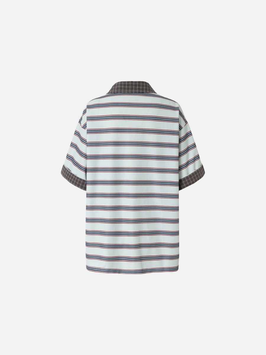 DAXUEN Retro striped short-sleeved polo shirt