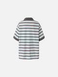 DAXUEN Retro striped short-sleeved polo shirt